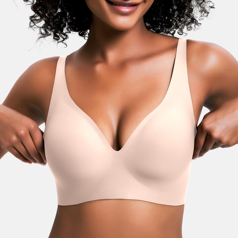 💜💜ROMELIN Womens Comfortable Wireless Bras Push Up Bralettes Seamless Tshirts Bras Deep V Everyday Bras
