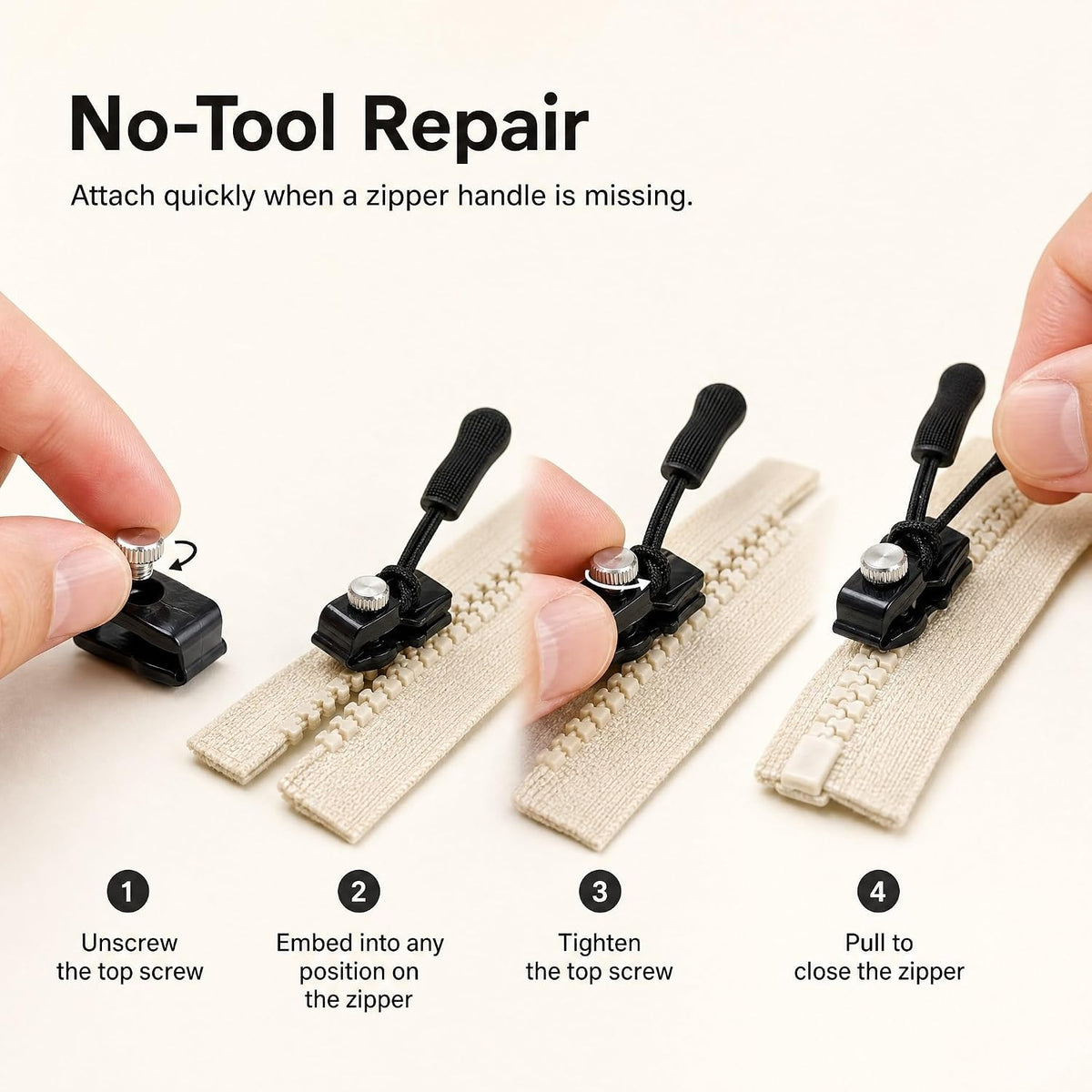 15PCS Universal Zipper Repair Kit – Fix Broken Zippers Easily, No Sewing Needed