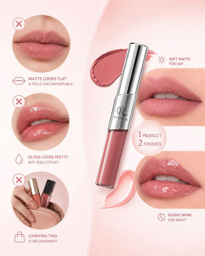 ROMELIN Perfect Twin Lip — Dual-Ended Liquid Lipstick with Velvet Matte Color and Glossy Shine