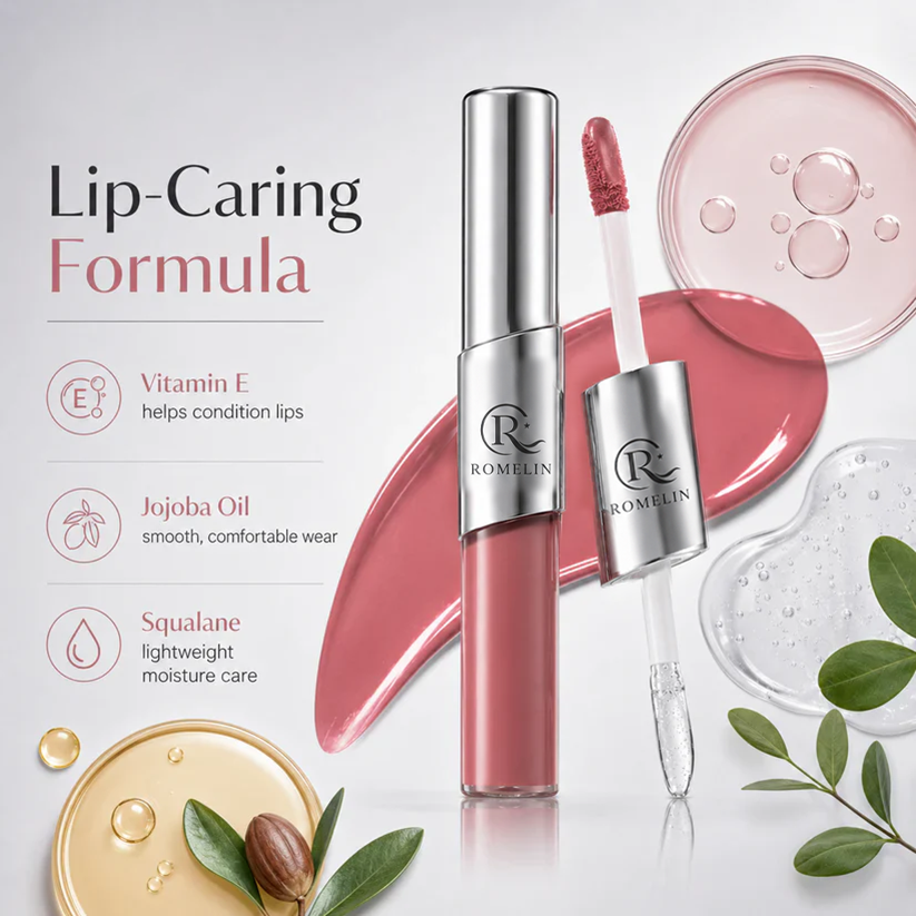 ROMELIN Perfect Twin Lip — Dual-Ended Liquid Lipstick with Velvet Matte Color and Glossy Shine