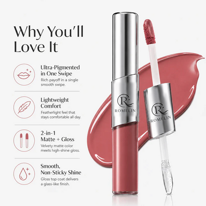 ROMELIN Perfect Twin Lip — Dual-Ended Liquid Lipstick with Velvet Matte Color and Glossy Shine
