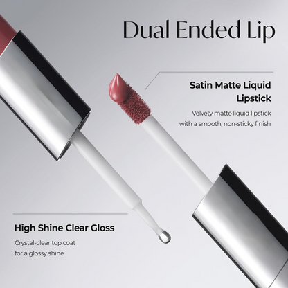 ROMELIN Perfect Twin Lip — Dual-Ended Liquid Lipstick with Velvet Matte Color and Glossy Shine