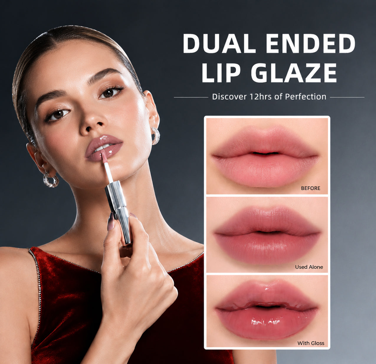 ROMELIN Perfect Twin Lip — Dual-Ended Liquid Lipstick with Velvet Matte Color and Glossy Shine