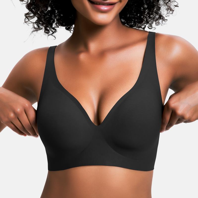💜💜ROMELIN Womens Comfortable Wireless Bras Push Up Bralettes Seamless Tshirts Bras Deep V Everyday Bras